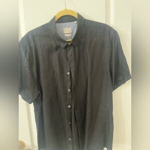 Vintage button up 100% linen shirt